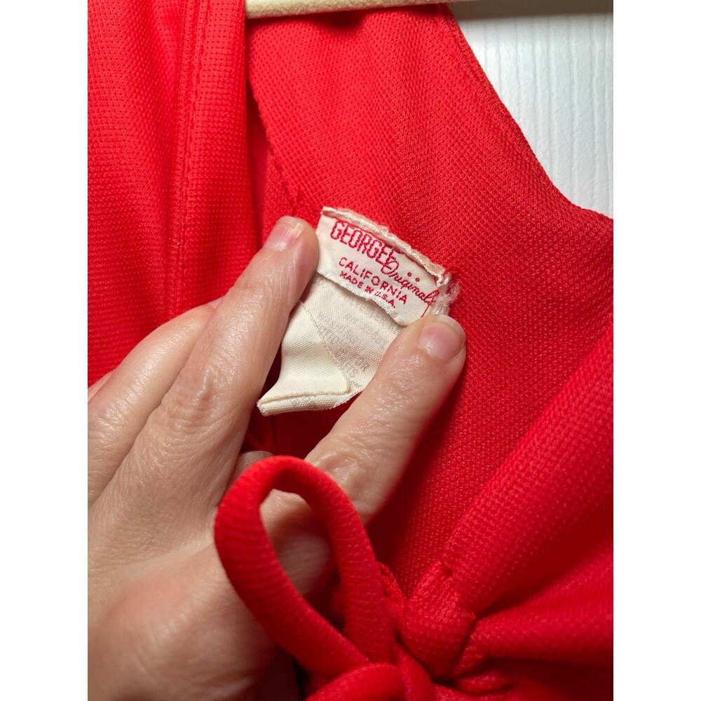 Vintage George Orange Maxi Dress Women’s Size 12 Sleeveless 70s Polyester Retro - Picture 6 of 6
